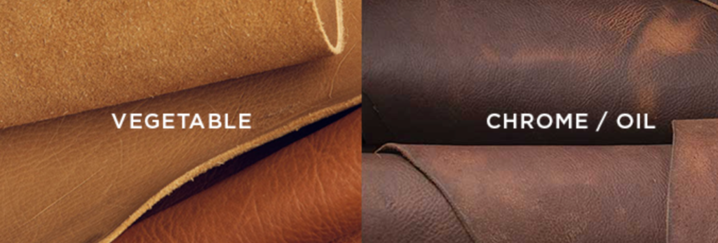 Vegetable and chrome tanned leather
