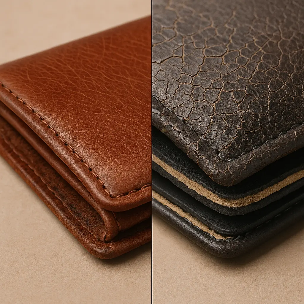 Genuine leather vs. a layered synthetic material